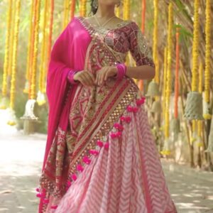 Embroidered Semi Stitched Lehenga Choli
