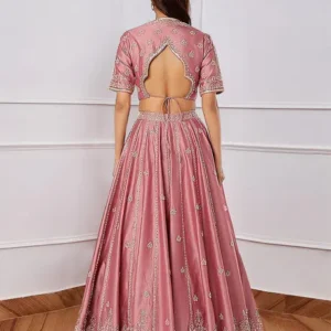 Embroidered Semi Stitched Lehenga Choli  (Pink)