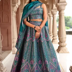 Self Design Semi Stitched Lehenga Choli  (Dark Blue)