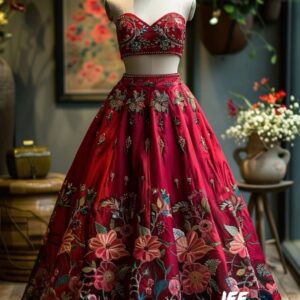 Embroidered Semi Stitched Lehenga Choli