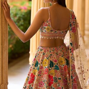 Embroidered Semi Stitched Lehenga Choli